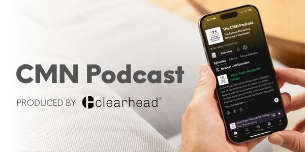 Mobile Phone Being Held and Displaying the CMN Podcast on Screen